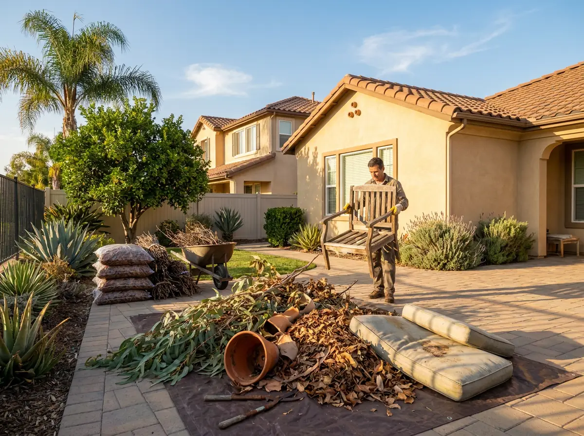 Southern California homeowner preparing yard for fall season